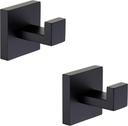 2 Pack Matte Black Bathroom Towel Hook Stainless Steel, Square Towel Robe Coat Hook Wall Mounted Toilet Kitchen Heavy Duty Door Hanger