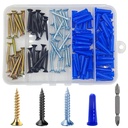 (120 PCS) Drywall Anchors Screws 8 Blue Wall Anchor Set 1/4. Three-Color Screws Make it Easy to Install Various Color Products