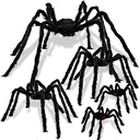 JOYIN 5 Packs Halloween Decorations Outdoor Giant Spiders, Large Black Hairy Spider Set with Different Size for Halloween Outside Decor, Lawn, Yard, Indoor Decor(35", 30", 24", 20", 12")
