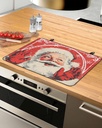 Santa Claus Countertop Burners Protection Mats for Kitchen, Christmas Images Watercolors Vintage Rubber Stove Top Cover Mat, Heat Proof Mats Cooktop Cover for Counter Dish Drying Mat, 31"x24"