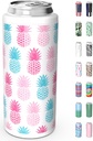 TILUCK Skinny Can Cooler for Slim Beer & Hard Seltzer, Stainless Steel, Doucle-Walled Stainless Steel Insulated Slim Cans, Standard 12 oz (Pineapple 01)
