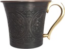 CC Series (20 oz) - Super Heavy Weight Drinking Cups or Serving Cold Beverages and Cocktail Mugs, Handmade Unlined Uncoated Copper Tumblers with Cast Handle (Engraved Antique)