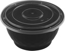 TIYA Food Bowls - Black Plastic To-Go Containers - Reusable, Microwavable, Dishwasher Safe - Leak-Resistant for Soups & Meal Prep (42 oz Bulk 120 Pack with Clear Lids) - BPA-Free