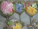 Hand painted Pastel hydrangeas. Pink, Yellow and purples. Wonderful for spring. Set of 4. 20 ounces each. Made in the usa.