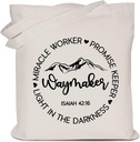 Waymaker Women's Canvas Tote Bag Religious Bible Verse Shoulder Handbag Reusable Grocery Shopping Bag Christian Gift