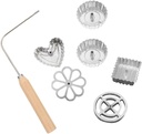 DOITOOL Rosette Waffle Mold Malaysian Pie Tee Maker Flower Heart Circle Shrimp Fried Food Mould Bunelos Maker DIY Cake Pusher Kitchen Baking Tools