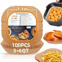 Air Fryer Paper Liners for 3-6 Qt, 7.1 x 7.1 inch Thickened Square Disposable Parchment Liner Compatible with Ninja 5qt / Chefman 4-6 qt/Cosori 5qt / Instant Pot 4qt Airfryer