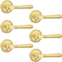Amerdeco 6 Pack Brushed Gold Privacy Door Handles, Gold Interior Door Knobs,Heavy Duty Door Lever for Bedroom and Bathroom, Reversible Keyless for Right & Left Side AM0034