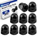 26Pcs M6 Metric Acorn Cap Nuts, Zinc Plating-Black Hex Head Acorn Cap Nuts, Stainless Steel 18-8 (304) Hexagon Dome for Indoor Outdoor