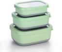 Lille Home Leak Proof Salad Container Stainless for Lunch - Snack Containers Steel - Ideal for Educational Settings & Daycare - Nesting Trio with Silicone Lids - 47oz+30oz+16oz - Blue