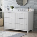 48" Bathroom Vanity with Double Sink Combo, Solid Wood Storage Cabinet Fully-Assembled, with Undermount Sink,Engineered Marble Top& Backsplash, Painted Surface, White