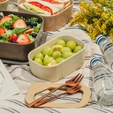 Neoflam 2 Set FIKA One Kitchen Porcelain Ceramic Food Container with Glass Lid, Microwave, Oven, Dishwasher Safe Storage, Home Deco (600ml / 0.63qt / 2.5 cups)