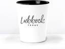 Generic Lubbock TX Ceramic 1.5 Ounce Souvenir Shot Glass - White With Black Interior - Bachelor & Bachelorette Party Favors - Bridesmaid & Groomsmen Present - Texas Home Town Decoration