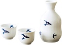 Japanese Sake Cup Set Traditional Ceramic Cups Crafts Wine Glasses Japanese Sake Set with 1 Sake Serving Bottle and 2 Sake Cups