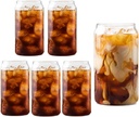 Ilyapa Can Shaped Pint Glass - 16oz Classic Can Style Tumbler Drinking Glasses, Set of 6, for Iced Coffee, Matcha, Smoothie, Juice and Beer