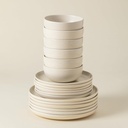 Casafina Ceramic Stoneware 18-Piece Place Setting Service for 6 with Cereal Bowls - Pacifica Collection, Vanilla | Microwave & Dishwasher Safe Dinnerware Set | Food Safe Restaurant Quality Tableware