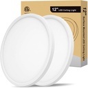 Flush Mount LED Ceiling Light - 12 Inch 24W, 5CCT Selectable and Dimmable, 2800LM Low Profile Light Fixture for Bedroom, Bathroom, Sloping Ceilings,12 Inch 2Pack White