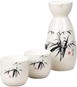 Refineness Sake Set, Ceramic Sake Set, Hand Painted Handmade Porcelain Sake and 2 Cup Gift Set, 175Ml Modern Japanese Sake Withsets/D Warmer(F)
