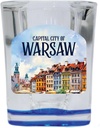 R and R Imports Warsaw Old Town Alexandria Capital City Design Souvenir 2 Ounce Shot Glass Square Blue Base 4-Pack
