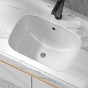 Undermount Bathroom Sink Rectangular - Fulorni 22"x15" Bathroom Vessel Sink White Porcelain Ceramic Under Counter Rectangle Vanity Lavatory Bath Sink Basin with Overflow, Curved Bottom