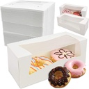 Fit Meal Prep 25 Pack 9 x 4 x 3.5 Inches White Bakery Boxes with Window, Auto-Popup Cardboard Gift Packaging and Baking Containers, Cupcake, Cookie and Loaf Bread Boxes