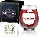AGMDESIGN Funny Good Day Bad Day Don't Even Ask Teacher Wine Glass Gift Box, Double sided Wine Glass, Gift for Teacher's Educator Teaching Team