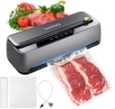 Vacuum Sealer Machine, 85kPa 120W Automatic Food Sealer, Powerful Sealing System, Build-in Cutter | Moist Mode and Air Suction Hose | Bag Rolls and 5pcs Storage Bags