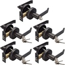 5 Pack Keyed Entry Lever Lock for Exterior Door and Front Door Heavy Duty Lever Door Lock Handle Oil Rubbed Bronze Finish