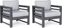 Signature Design by Ashley Outdoor Amora HDPE Patio Lounge Chair, 2 Count, Charcoal Gray