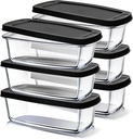 EATEX Glass Bread Pans for Homemade Bread Baking, 1.9 Quart Deep Rectangular Glass Food Storage Containers with Lids BPA Free Microwave Oven & Freezer Safe - 6 Bread Loaf Pans 6 Airtight Lids Black