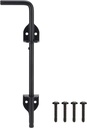 12 Inch Cane Bolt Gate Drop Rod Heavy Duty Gate Hardware, Gate Ground Latch for Wooden Fences, Metal Gates Doors Stopper for Gate Ground, Wrought Iron Gate Latches, Black Finish(1 Pack)