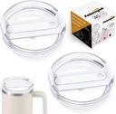 40 OZ Tumbler Lid Replacement Fit for Stanley Cup, 2 Pack Clear Replacement Lids Fit for Stanley Travel Tumbler, Spill Proof Tumbler Covers for Stanley Cup Accessories (Clear - White)