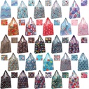 Shappy 25 Pack Reusable Shopping Bags - Floral Grocery Bags - Foldable Tote Bags - Machine Washable - Waterproof - Lightweight