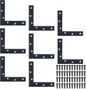 Alise Flat L Brackets for Wood,Black Flat Corner Brace Corner Brackets for Wood Frame Tables Chairs Sofas Beds Cabinet Doors Windows,120x120mm Stainless Steel Mending Plates for Woods,Pack of 8