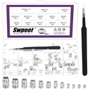 Swpeet 101Pcs 12 Sizes M2 M2.5 M3 M4 M5 M6 Nickel-Plated Brass Threaded Insert Assortment Kit, Female Thread Knurled Nuts, Heat Set Insert, Embedment Nuts for 3D Printing Hydraulic Welded Injection