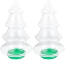 TOYANDONA 2pcs Large Christmas Tree Candy Jar with Lid Xmas Plastic Candy Cookie Sugar Bottle Xmas Tree Shaped Storage Bottles for Christmas Holiday Party Supplies