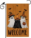 Welcome Halloween Spooky Pumpkin Ghost Garden Flag 12x18 Inch Double Sided Small Mini Yard Outdoor Outside Holiday Decoration