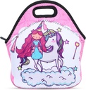 Violet Mist Cute Unicorn Neoprene Lunch Bag Pink Mermaid Reusable Lunch Box Insulated Lunch Bags Tote Thermal Picnic Waterproof Lunch Handbag with Zipper Gifts for Women,Men, Her,Him