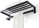 Towel Racks for Bathroom, Square Modern Hotel Style Towel Shelf with Towel Bar, Bath Towel Holder Wall Mounted, 24Inch, Matte Black, No Assembly, 073100-MB Ler Series