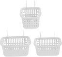 3PCS Plastic Storage Baskets Set Versatile Hanging Organizers in White Sturdy for Home Kitchen and Office Use