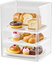 Fully transparent Countertop Bread Box Cake Pastry Display case Acrylic 3 tiers Adjustable Stackable Storage box Dustproof Sealed Box Large capacity Kitchen Dessert shop Bakery