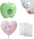 Fresh Keeping Bag Storage Box Wall, Wall-Mounted Disposable Cling Film Sleeve Storage Box, Plastic Wrap Storage Box Dispenser (Apple(green)+Heart(pink))