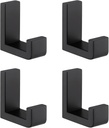 Angle Simple Bathroom Towel Hooks, SUS 304 Stainless Steel Robe Coat Holder Hanger Wall Mounted, Matte Black, 4 Pack