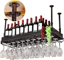 Organize Kitchen Bars Red Wine Rack Hanging Upside Down Iron Art Shelf Suspended Ceiling Stemware Holder for Bar Counter/Restaurants/Kitchens（Height 30-60cm） /Commercial Cellars Cl