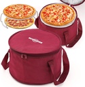 2-Piece Round Pie Carrier Set – 11”x7” Insulated Casserole Carrier with Lid & Handle, Reusable Cooler Thermal Bag for Potluck, Picnic