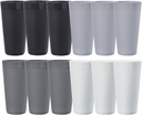 US Acrylic Newport 32 ounce Unbreakable Plastic Stackable Iced-Tea Tumblers in Grey Stone | Set of 12 Drinking Cups | Reusable, BPA-free, Made in the USA, Top-rack Dishwasher and Microwave Safe