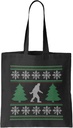 Bigfoot Ugly Christmas - Xmas Pattern Reusable Grocery Tote Bag (Black)