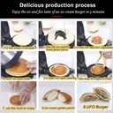 Burger Maker Machine Ice Cream Waffle Maker,Egg Roll Bowl Machine 1300W,Electric Burger Waffle Maker,Commercial Panini Press Sandwich Maker,50~300℃ Adjustable Temperaturefor Commercial ,Single Head