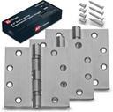A1 ProGuard 4.5" Heavy Duty Door Hinge, 3 Pack 4.5 x 4.5 Inch Ball Bearing Door Hinges with Square Corners for Commercial and Residential Doors, Brushed Nickel