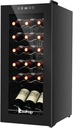 Wine Cooler Refrigerator, Freestanding or Built-In Wine Fridge Chiller with Tempered Glass Door, Electronic Wine Cellar Cooler Red, White or Champagne, with Temperature Control &LED Display (18 Bottle)